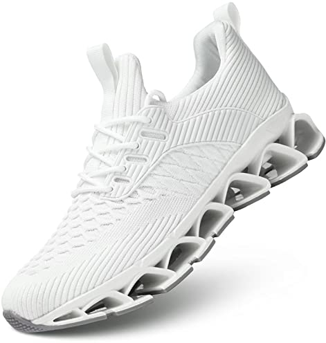 Herren Turnschuhe Blade Running Walking Schuhe Mesh Atmungsaktiv Sport Mode Sneakers Gym Tennis Casual Zapatos, weiß, 39 2/3 EU