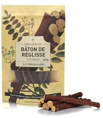 FRISAFRAN | Bio süßholzwurzel stangen | licorice | Trockene Lakritzstange Süßholzstangen | 200g | Lakritz | Lakritz Salzig | süßholz | Lakritze Geschenkset | süßholz zum kauen | Lakritze Ohne Zucker