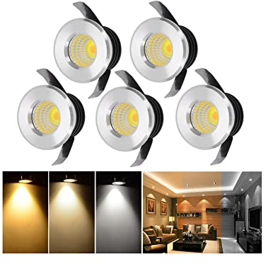 Mini Deckenspot Schrankbeleuchtung, 5 Pack Klein Mini LED Einbaustrahler, Dimmbare Unterbauleuchte Küche Led, Led Vitrinenbeleuchtung Spots für Weinschrank/Schrank/Küche/Wohnzimmer
