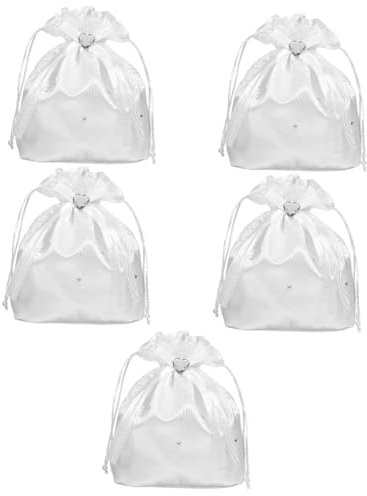 Gadpiparty 5st Dolly-Tasche Geldbeutel Kostüm Tanztasche Braut Handtasche Geldbeutel Geldbörse Clutch-geldbörse Für Damen Brautblumenperlenbeutel Netztasche Weiß Kleines Mädchen Brautjungfer