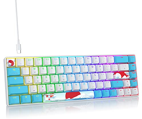 SOLIDEE mechanische Gaming Tastatur 65 Prozent,68 Tasten kompakte mechanische Tastatur RGB Hintergrundbeleuchtung,65 Prozent Tastatur mechanisch QWERTY,Roter Schalter für Win/Mac PC Laptop(68 Sea)