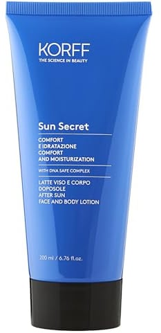 Korff Sun Secret Latte Doposole Idratante e Restitutivo, con DNA-Safe Complex, Texture Fresca, Leggera e di Rapido Assorbimento, Comfort e Bellezza per la Pelle, Adatto a Tutti i Tipi di Pelle, 200ml