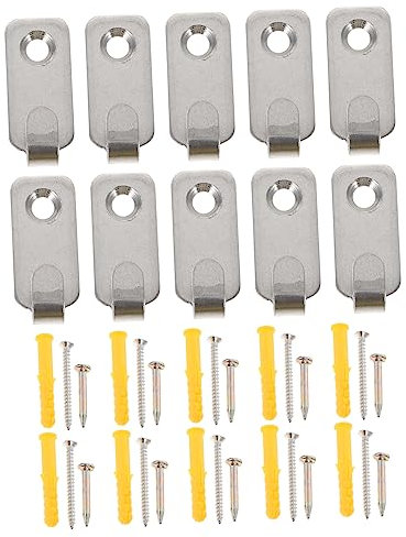 DOITOOL 10sets Heavy Duty Stainless Steel Wall Mounted Hangers for Picture Frames Hooks Nails for Hanging Pictures Sleek Design for Decor