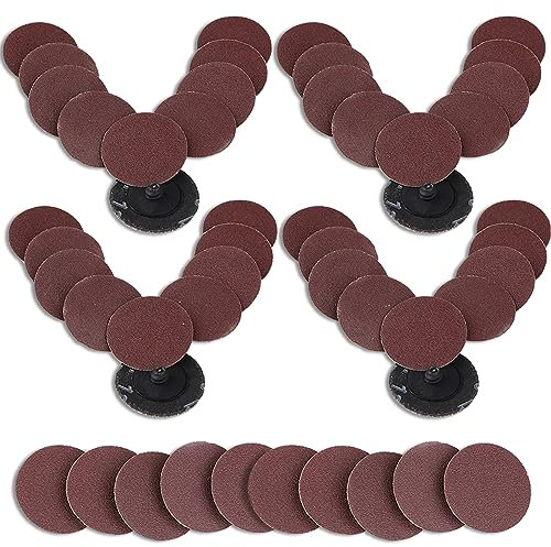 GOLD DEER Roll-Lock-Schnellwechsel-Scheiben-Set, 5,1 cm, 50 Stück, Körnung 120, Schleifpapier-Set für Schleifmaschine, Oberflächenstreifen, Polieren, Grat, Entrost, Farbentfernung