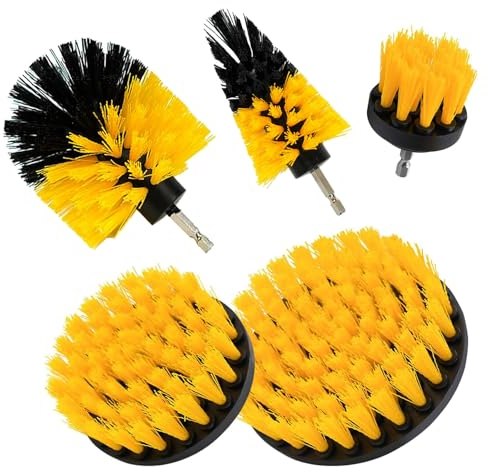Juego de 5 accesorios de cepillo de taladro, cepillo de taladro para limpieza, kit de accesorio de limpiador eléctrico para limpiar cocina, baño, fregadero, bañera, azulejos de suelo/pared, parrilla