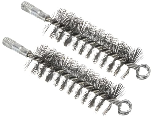 PATIKIL 40mm OD Bore Brush, 2pcs Tube Cleaning Brush Steel Wire Chimney Cleaning Brush Round Bristles M12 Threaded 150mm Length for Auto Vent Ducts Chimney Fireplace