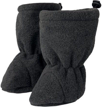 Hoppediz Baby Booties aus Fleece, warme Baby Winterschuhe 6-12 Monate, anthrazit 18-21