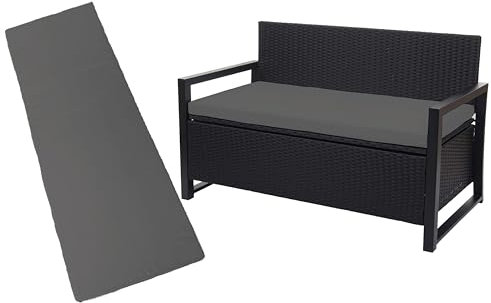 Crescent Textile 100% Waterproof Garden Bench Cushion 2/3/4 Seater Outdoor Long Bench Seat Pad for Lawn & Garden, Patio, Office, Coffee Shop with Removable Cover (2 Seater 108cm x 45cm x 5cm, Gray)