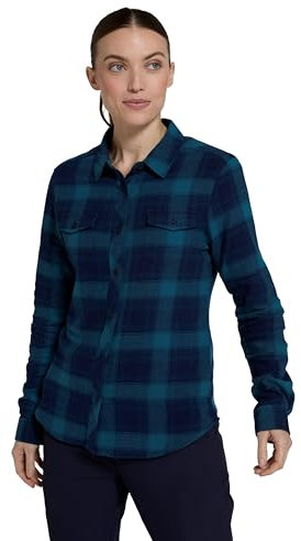 Mountain Warehouse Willow Brushed Flannel Ls Womens Shirt - Lightweight, Soft Lining with Extra Warmth & Comfort - Easy to Pack & Easy Care - Great for Travelling Dark Teal Women's Size 10