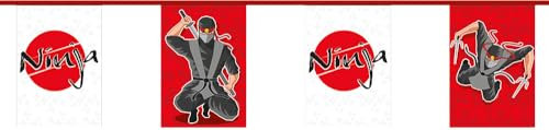 3m Wimpelkette * MANGA NINJA * für Kindergeburtstag und Party | Karate Kämpfer Kinder Geburtstag Girlande Bunting Flag Partykette