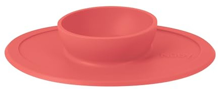 Nuby Sure Grip Silicone Feeding Bowl - Toddler Suction Plate - 6+ Months - Coral
