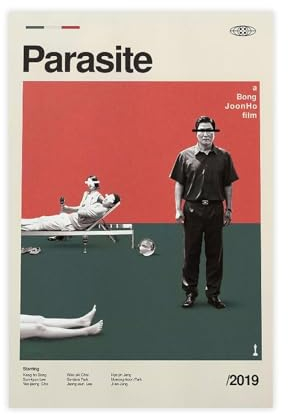 MExmeb Parasiten-Filmposter auf Leinwand, Schlafzimmer-Dekor, Sportlandschaft, Büro, Raumdekoration, Geschenk, ungerahmt, 30 x 45 cm