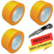 ART COLOR 3x Profi Goldband 50mm x 50m inkl. Cuttermesser - Maler Klebeband für exakte Farbkanten - UV beständiges Abklebeband - Alu Teppichmesser