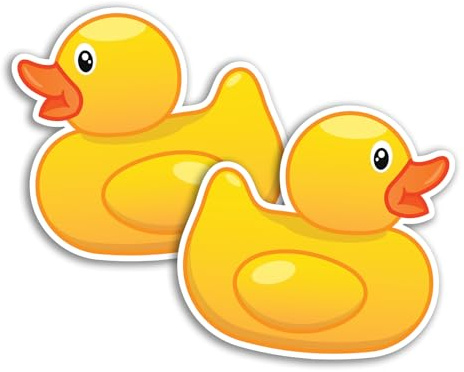 2 x 10 cm Gummi-Enten Vinyl-Aufkleber – gelbe Spielzeuge, Kinder, Badeenten, niedliche Ente, lustig, Tier-Cartoon-Aufkleber, Sammelalbum, Aufkleber #81540