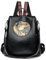 LUXCAELY Retro 2 in 1 Rucksack aus PU Leder für Damen, abnehmbarer Schultergurt, modische Anti-Diebstahl-Tasche – ideal für Schule, Arbeit, Reisen - Schwarz