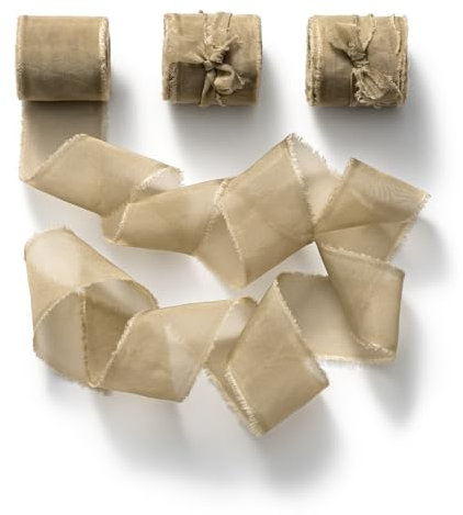 CHUQING Hellbraun Geschenkband Breit 25 mm x 6,3 m Organzaband Schleifenband Dekoband Seidenband Hochzeit