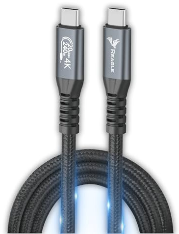 Reagle Cable USB-C 3 m – Compatible con Meta Quest 3 3S Quest 2 Pro Pico 4 PC Steam VR – USB-C 3.2 Gen 2x2 – 20 Gbps – 240W PD 3.1 – 4K@144Hz – Negro