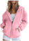 Sweat à Capuche Femme Zippé Oversize Couleur Unie Ample Veste Sport Sweatshirt De Sport Y2K Skateboard Grande Taille Streetwear Mode (A-Pink, XXL)