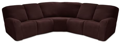 Jacquard Elastischer Ecksofabezug 5-Sitzer, Sofa überzug Ecksofa L Form, Sofahusse Eckcouch Cover rutschfest, L förmige Liegesofabezüge, Sesselbezug Sofa Abdeckung 7 Stück (Brown)