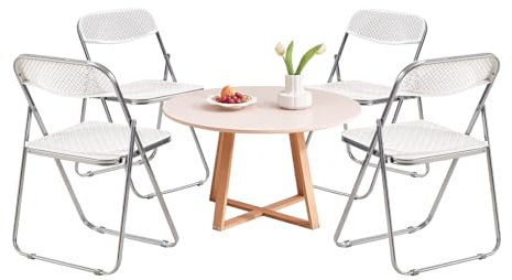 LuxNook Balkonmöbel Set Gartentisch mit 4 Stühlen 80cm Tisch Loungesessel Balkonmöbel Kleiner Balkon Gartengarnitur Set Terrassenmöbel Set für Balkon, Terrasse & Garten - rosa+weiß