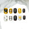 Sun&Beam Nails Handmade Press-on Short Squoval Round Yellow Black White Brown Cartoon 3D Stripes Design Fashion False Nail Tips 10 Pcs Set (#198 S)