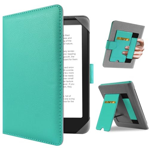 HoYiXi Custodia Universale for 6.8'' / 7“ Kindle Paperwhite 2024-2012 Compatibile Kobo Clara HD/Kobo Clara 2E /PocketBook/Tolino/Sony eReader Cover Case Bracket standing function,Cyan