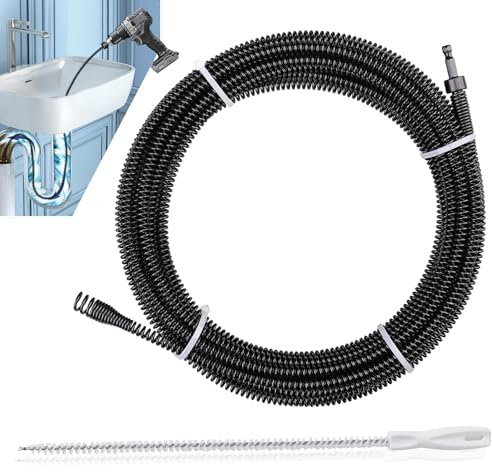 Espiral de limpieza de tuberías, diámetro de 8 mm x 10 m, acero de resorte, espiral para tubos de drenaje en espiral, para bloques difíciles, proceso de electroforesis