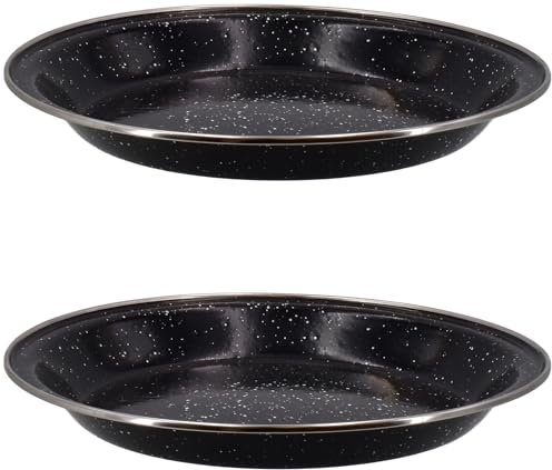 Quickdraw 2 x Enamel Camping Plates – Durable 24cm Lightweight Metal Plate with Enamelled Coating & Stainless Steel Rim – Ideal for Camping, Hiking, Travel, Outdoor Kitchen