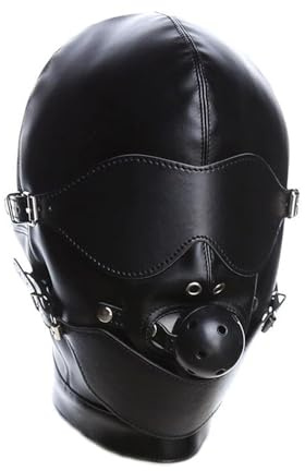 PU-läder heltäckt huva mask dragkedja öppnad mun show ögon ansiktsmask justerbar snörning halloween cosplay kostym punk huva huvudbonad fin klänning kostym för par spel karneval nattklubb