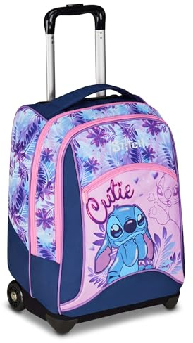 Seven Big Trolley Lilo & Stitch Scuola Fisso, Viola, 2 in 1, Doppio Uso, Trolley e Zaino,Scuola Elementare, Bambina