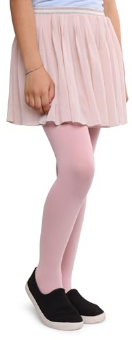 NOQ Collant Danse Classique Fille - Collants Enfant Doux et Résistants - Confort Pour Ballet École et Activités Rose 122/128 (7–8 ans)