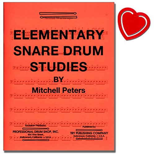 Elementary Snare Drum Studies - well balanced collection of basic studies in reading and technique, intended to provide the beginning drummer - (mit bunter herzförmiger Notenklammer)