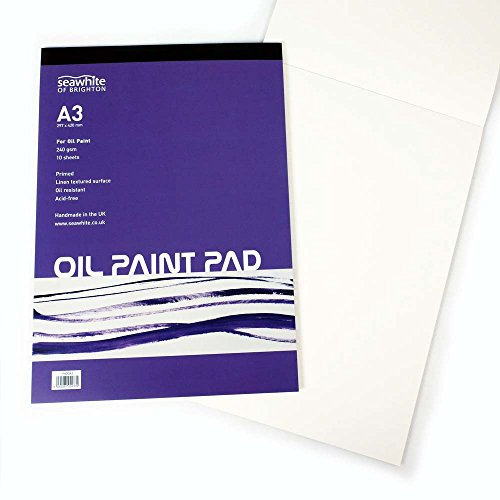 Seawhite - 10 Sheets Linen Textured Surface - A3 - Oil Painting Pad - 240 GSM - Acid Free - White
