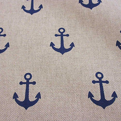 Stoff Meterware Baumwolle natur Anker blau marine Dekostoff Kissen maritim Meer Boot Sylt Neu