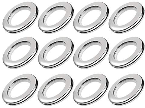 sourcing map Anillos Ojales armella aro de plástico para Barras pasamuros de Cortina de la Ventana de 1.5 Pulgadas de diámetro en Tono Plateado 12 Piezas
