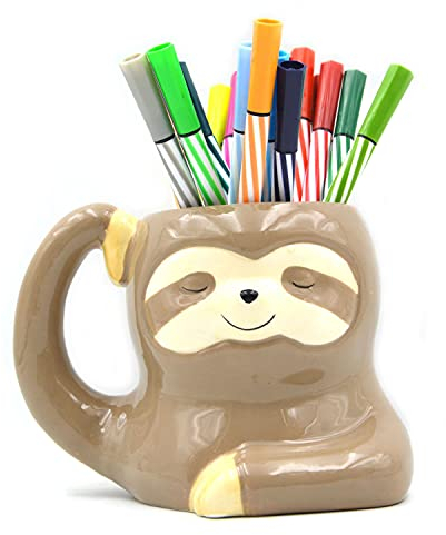 MONMOB 9,9 cm Keramik Faultier Form Tasse - Mehrzweck-Tasse - Zahnbürstenhalter - Mehrfarbig