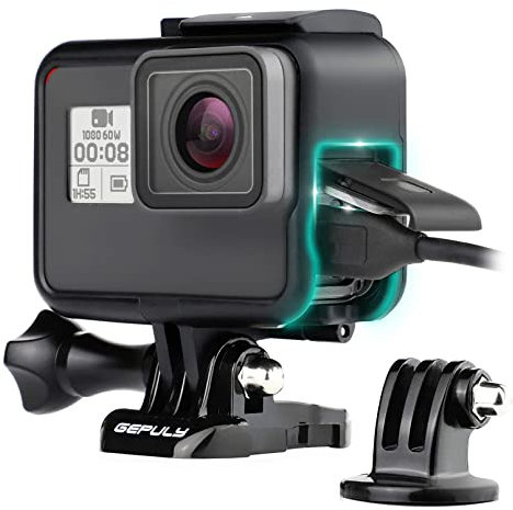 GEPULY Custodia per fotocamera GoPro Hero 7 Black, Hero 7 Silver, Hero 7 White, Hero 6 Black, Hero 5 Black, Hero (2018), con fibbia a sgancio rapido e adattatore per treppiede