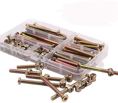 Tuercas y abrazaderas de rosca de seguridad hexagonales M6 chapadas en z, para muebles, cunas, camas y sillas; 100 unidades x 40/50/60/70/80 mm