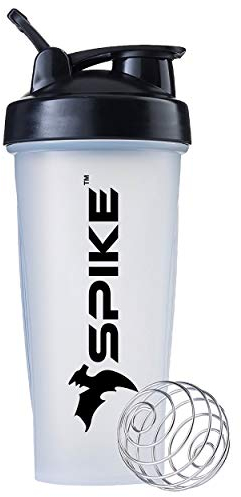 Spike Shaker à protéines pour mélange de protéines de lactosérum, cyclisme, gym - Bouteille d'eau avec boule mélangeur en acier inoxydable - 700 ml (transparent)