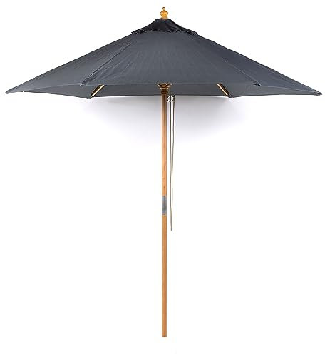BrackenStyle Wooden Garden Parasol – Pully Operated and Machine Washable Garden Umbrella (Dark Grey)