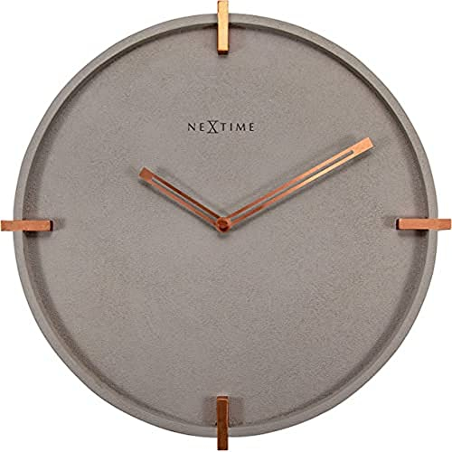 NeXtime Designer Wanduhr Beton „3515-Mohawk Wall“ Wanduhr, leises Uhrwerk, Kupferelemente, 32 cm