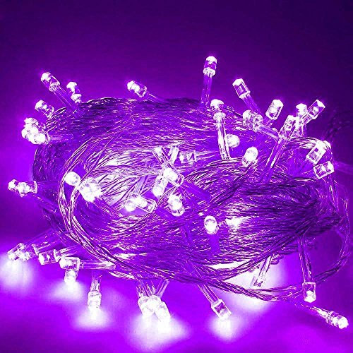Luci delle fate di Natale, 5M 50 LED Luci di stringa dell'albero di Natale con 2 modalità a batteria per la festa dell'albero di Natale Wedding Garden Decorare (Viola)