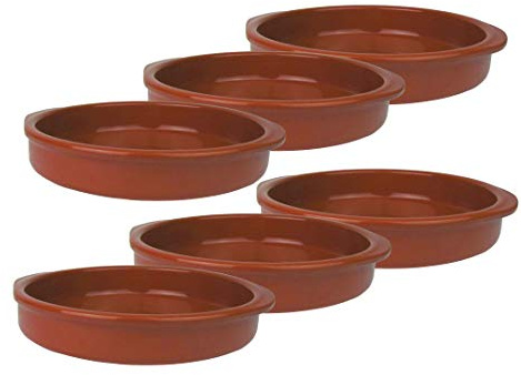 6er Set - Mediterrane Tapasschale - Rund aus Ton, pflegeleicht (6 Stück Ø20cm)