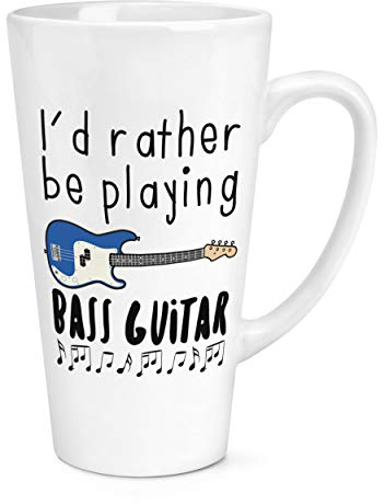 Latte-Tasse mit Aufschrift I'd Rather Be Playing Bass, groß, 483 ml