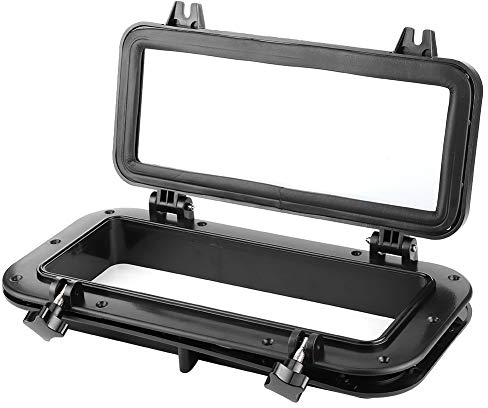 Bullauge für Boot, Qiilu Bullauge Fenster, 4mm Öffnung Portlight Rechteckiges Bullauge Temperglas UV-beständige Fenster für Bootsyacht 400x200mm Schwarz