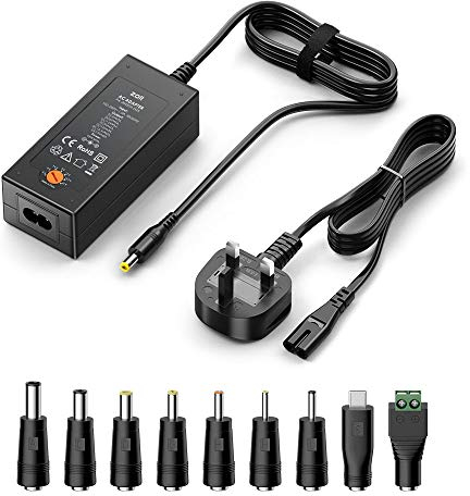 Zolt 45W Universal Power Adapter AC DC 5V 6V 7.5V 9V 12V 13.5V 15V Power Supply Transformer Adaptor for Household Electronics, 3A Max.