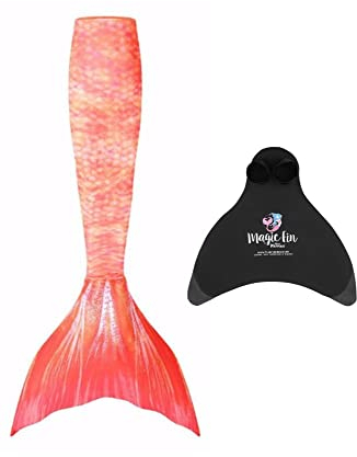 Planet Mermaid Mädchen Kinder 3 Stück Lebendige Farbe Schwimmen Pazifik Regenbogen Meerjungfrau Schwanz Crop Top & Verschleißfest Blau Magic Fin Monoflosse Einschließlich Alter 6-7 Jahre