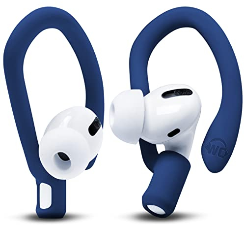 WC HookZ – Patentierte, verbesserte Over-Ear-Bügel für AirPods Pro 1, 2 und AirPods 1, 2 und 3 – Zwei Größenpaare im Paket enthalten, hergestellt von Wicked Cushions | Navy Blue