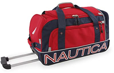 NAUTICA Submariner Reisetasche mit Rollen, 55,9 cm, Rot/Marineblau, Rot/Marineblau, Submariner Reisetasche mit Rollen, 55,9 cm