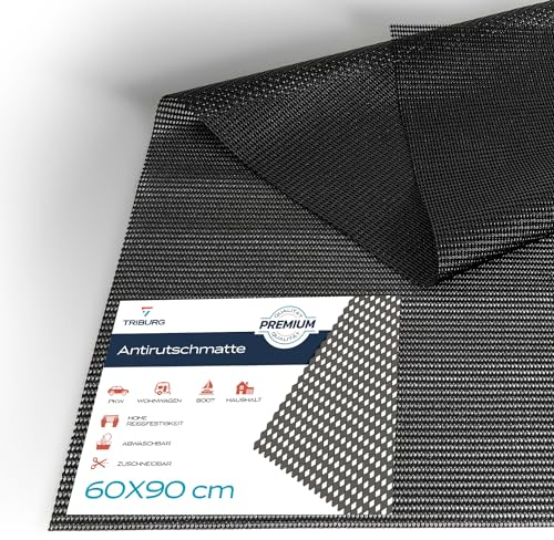TRIBURG Universal Antirutschmatte 60x90 cm Zuschneidbar und Abwaschbar - Kofferraummatte | Teppich Antirutschunterlage | Schubladen Matte | Kofferraum Schutzmatte | Antirutschmatte für Teppich